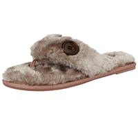 ella Ladies Faux Fur Toe Post Memory Foam Comfort Flip Flops Spa Slippers Size 3-8 (UK 4/ EU 37, Mink)