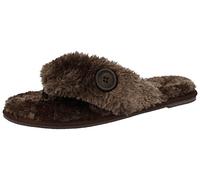 ella Ladies Faux Fur Toe Post Memory Foam Comfort Flip Flops Spa Slippers Size 3-8 (UK 7/ EU 40, Dark Brown)