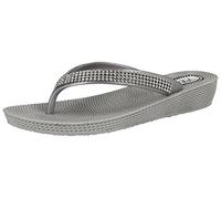ella Ladies S1 Diamante Toe Post Flat Low Wedge Jelly Flip Flop Summer Sandals Size 3-8 (UK 3, Silver)