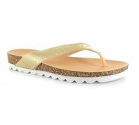 ella Ladies Sandals Toe Post Comfort Flip Flops Footbed Casual Stylish Chunky Contrast Sole Beach Holiday Summer Shoes (Gold, UK 8) HAZEL1