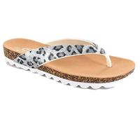 ella Ladies Sandals Toe Post Comfort Flip Flops Footbed Casual Stylish Chunky Contrast Sole Beach Holiday Summer Shoes (Grey Leopard, UK 3) HAZEL1