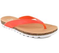 ella Ladies Sandals Toe Post Comfort Flip Flops Footbed Casual Stylish Chunky Contrast Sole Beach Holiday Summer Shoes (Orange, UK 4) HAZEL1