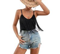 Ella Lust Cowgirl Fringe Bodysuit for Women - Western Country Concert Outfits Boho Tassel Jumpsuit Rave Festival Tops Romper(Black,L,107421r)