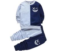 Ella Lust Toddler Kids Clothes Boys - Cool Outfit Cartoon Face Print Sweatshirt Top & Sweatpant 2pcs Suit Fall 2-6 Years(NavyGray,110,1207r)