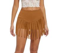 Ella Lust Womens High Waisted Fringe Shorts - Cowgirl Outfits Sexy Western Tassel Booty Pole Dance EDM Festival Rave Bottoms(Darkbrown,S,1116r)