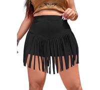 Ella Lust Womens High Waisted Fringe Shorts - Cowgirl Outfits Sexy Western Tassel Booty Pole Dance EDM Festival Rave Bottoms(Black,L,1116r)