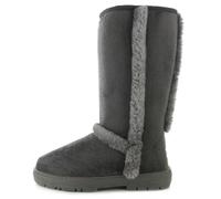 ella Mandy Luxury Boots Faux Fur Lined Pull On Design Outdoor Gripped Sole (Grey, 4, UK Footwear Size System, Adult, Women, Numeric, Medium, 4)