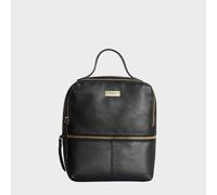 ELLA' Pebble Grain Mini Real Leather Backpack for Women Assots London Black One Size