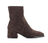 ella Sammy Stretch Fit Wide Calf Ankle Boots Faux Suede Block Heel Square Toe Memory Foam Zip Up Boot Brown UK 3