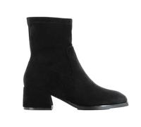 ella Sammy Stretch Fit Wide Calf Ankle Boots Faux Suede Block Heel Square Toe Memory Foam Zip Up Boot Black UK 6