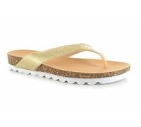 Ella Shoes Ladies Ella Sandals Toe Post Comfort Flip Flops Footbed Casual Stylish Chunky Contrast Sole Beach Holiday Summer Shoes (Gold, UK 7)