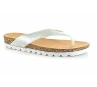 Ella Shoes Ladies Ella Sandals Toe Post Comfort Flip Flops Footbed Casual Stylish Chunky Contrast Sole Beach Holiday Summer Shoes (Silver, UK 3)