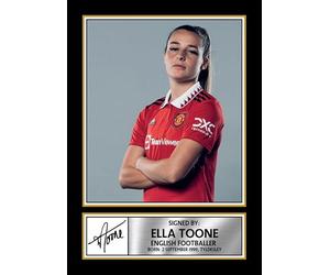 Ella Toone Signed Poster Print - Women’s Football Tribute Wall Art with Signature & Player Bio - England Midfielder Memorabilia for Fans & Collector, A3 Poster + Black Frame