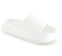 ella Womens Cloud Pillow Sliders Slides EVA Comfort Summer Lightweight Non Slip Shower Beach Holiday Pool Sandals Slippers (White, UK Footwear Size System, Adult, Women, Numeric, Medium, 7)
