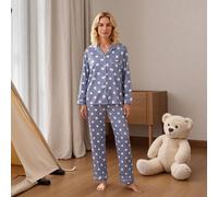 Ella Women's Elegant Long Sleeve Polka Dot Pyjamas Set in Blue | Size: XS Ella Blue XS