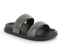ella Women's Summer Beach Slides, Double Strap with Diamonte, Soft Footbed (Black, UK Footwear Size System, Adult, Women, Numeric, Medium, 5)