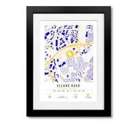 Elland Road Stadium Map Minimalist A4/A3 Poster Photo Print Framed Gift Leeds United (A4 Black Framed & Mounted)