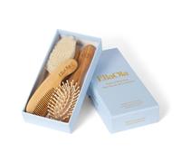 "EllaOla Natural Bamboo Hair Brush and Comb Set |Infant And Toddler Baby Hair Prodcuts | 3-Piece Set Includes Super Soft Goat Wool Cradle Cap Brush, Massage Hair Brush, and Rounded Bamboo Comb "