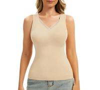 Ellareese Built In Bra Vest Top Women's Thermal Underwear Comfortable Warm Layering Essential for All Seasons for Everyday Wear Beige