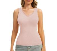 Ellareese Built In Bra Vest Top Women's Thermal Underwear Comfortable Warm Layering Essential for All Seasons for Everyday Wear Pink