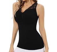 Ellareese Shapewear for Women Tummy Control Compression Top V-neck Design With Lace Straps Built in Bra for Discreet Shaping Comfortable Daily Wear or Special Occasions