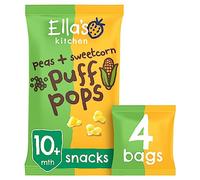 Ella's Kitchen Organic Peas and Sweetcorn Puff Pops Snacks 10+ Months 4 x 9g (36g)