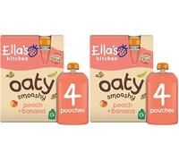 Ella's Kitchen Peach + Banana Oaty Smooshy 4 x 90g (Pack of 2)