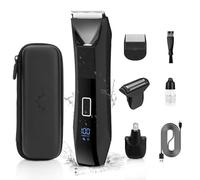 Ellasasuxi Manscape Body & Pubic Hair Trimmer for Men 3-in-1,Nose/Ear Trimmer,Groin & Ball Trimmer Men IPX7 Waterproof,Rechargeable Electric Razor Body Shavers with Ceramic Blades,LED Light
