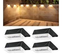 Ellasay Solar Fence Lights Outdoor: 8 Lighting Modes with RGB Solar Powered Deck Light - Waterproof IP65 - Wall Decor for Garden Patio Backyard Porch 3 Pack