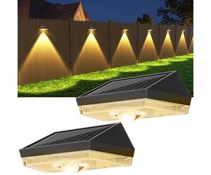 ELLASAY Solar Fence Lights Outdoor Garden: 10 Color Modes Garden Lights Solar Powered Waterproof for Outside Deck Patio Gate Yard Decoration-2Pack