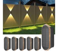 ELLASAY Solar Fence Lights Outdoor Wall: 6 Pack IP65 Waterproof LED Lights with 3 Colour Modes - Up & Down Glow for Garden/Fence/Patio Lighting