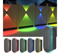 ELLASAY Solar Fence Lights Outdoor Wall: 6 Pack IP65 Waterproof LED Lights with 7 Colour Modes & Auto Cycle - Up & Down Glow for Garden/Fence/Patio Lighting