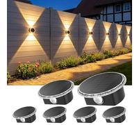 ELLASAY Solar Lights for Outdoor Wall: Solar Wall Light Outdoor Up and Down Lights Round IP65 Waterproof 3 Colours Fence Lights Wireless Solar Lights for Garden Decoration Pool House Deck Pack of 6