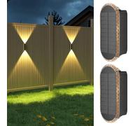 ELLASAY Solar Lights for Outdoors, Solar Wall Light Up and Down Lights Outdoor IP65 Waterproof, 3 Colours Bright Solar Lights for Garden, Wireless for Yard, Garden, Pools, House, Deck, Porch, Fence