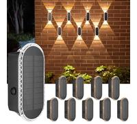 ELLASAY Solar Wall Light for Garden Fence Set of 10-1200 mAh Up and Down Solar Light Outdoor IP65 Waterproof Powerful Lighting with 3000K/4000K/6500K