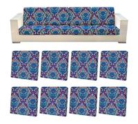 EllaSeek 8Pcs Sofa Seat Cushion Covers, Stretch Elastic Fabric with Pattern, Non-Slip Washable Couch Cushion Protectors, Universal Fitted Replacement Slipcovers for Sofa and Chair Seats