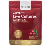 ELLASIE Cranberry Gummies for Women with Probiotics - 5 Billion CFU + Prebiotic Fibre + 50:1 Cranberry Extract + Vitamin C - Urinary & Intimate pH Balance Support - Sugar Free Vegan - 60 Gummies