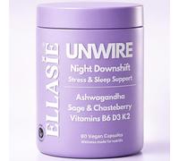 ELLASIE UNWIRE PM - Ashwagandha Cortisol & Hormone Balance Supplement for Women - Stress & Sleep Support with Chasteberry (Vitex), Sage, Vitamin B6, D3, K2 - 60 Vegan Capsules, 1 Month Supply