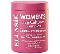 ELLASIE Women’s Live Cultures Complex 20 Billion CFU | 10 Strains | Multi Strain Bio Cultures with Lactobacillus, Bifidobacterium & Bacillus Coagulans + Dandelion & DGL Liquorice | Vegan 30 Day Supply
