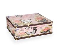 ELLDOO Butterfly Treasure Chest Box, Wooden + PU Leather Storage Decorative Box for Jewelry Trinkets Photos, Rectangular Keepsakes box for Girls Women Gifts