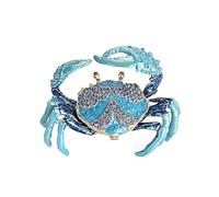 ELLDOO Mini Crab Trinket Box, Vintage Metal Enameled Hinged Decorative Box, Crab Collectible Figurine Ring Earrings Jewelry Organizer Gift Box for Girl Women