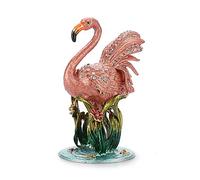 ELLDOO Mini Flamingo Trinket Box, Vintage Metal Enameled Decorative Box Flamingo Figurine Ring Earrings Jewelry Organizer Gift Box for Girl Women