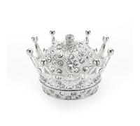 ELLDOO Silver Crown Trinket Box, Vintage Metal Enameled Decorative Box Ring Earrings Jewelry Organizer Gift Box for Girl Women