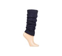ELLE Ladies 1 Pair Chunky Cable Knit Leg Warmers - Navy One Size