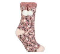 Elle 1 Pair Ladies Sherpa Lined Grip Socks - Warm Fluffy Cosy Non-Slip Comfort - 4-8 UK - Pink