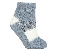Elle 1 Pair Ladies Sherpa Lined Slipper Socks - Warm Fluffy Cosy Indoor Comfort - 4-8 UK - Moon Grey