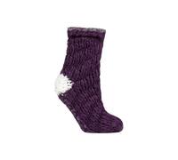 Elle 1 Pair Soft Hand Knitted Slipper Socks In Plum Plum 4-8