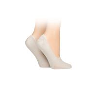 Elle Women Bamboo Seamless Shoe liners with Silicone Heel Grips Pack of 2 Natural 4-8