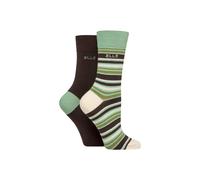 ELLE Women's 2 Pair Bamboo Striped & Plain Socks | Size: 4-8 Elle Multicolor 4-8