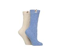ELLE Women's 2 Pair Cable Knit Chenille Boot Socks in Baby Blue | Size: 4-8 Elle Baby Blue 4-8
